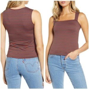 Gray and Red Stripe Tank Si